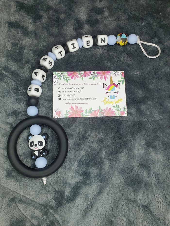 Attache tétine dentition personnalisée Panda