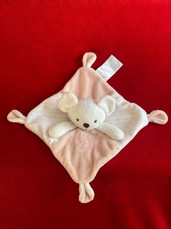 Mots d enfants doudou plat souris carré rose blanc édition limitée neuf