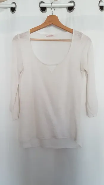 Tee shirt manches 3/4 blanc et doré