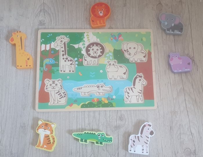 Puzzle à encastrer, animaux en bois - photo numéro 2
