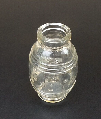 Ancien pot à moutarde  Verre bullé transparent Forme bobine