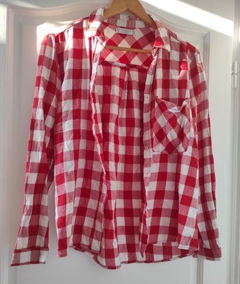 Chemise à carreaux rouge et blanc Pull & Bear