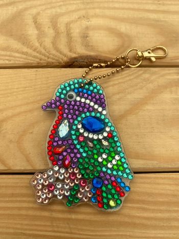 Porte clé recto/verso oiseau 🐦 en Diamond painting