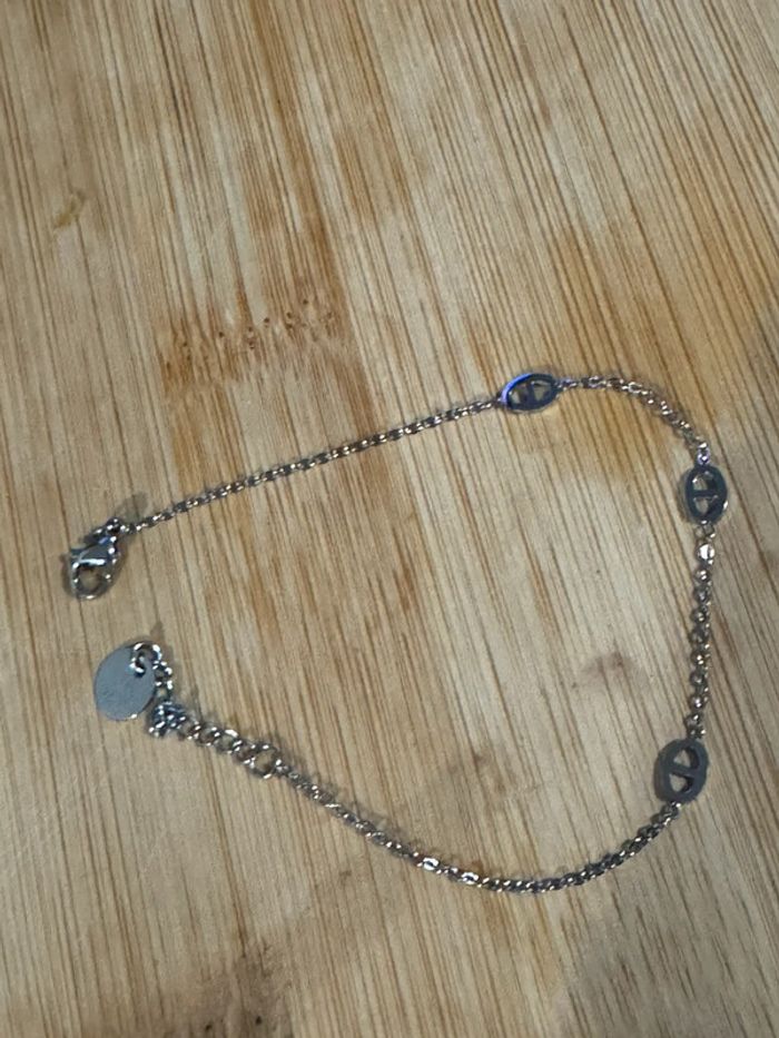 Bracelet réglable acier inoxydable argent petit maillons farandole - photo numéro 5