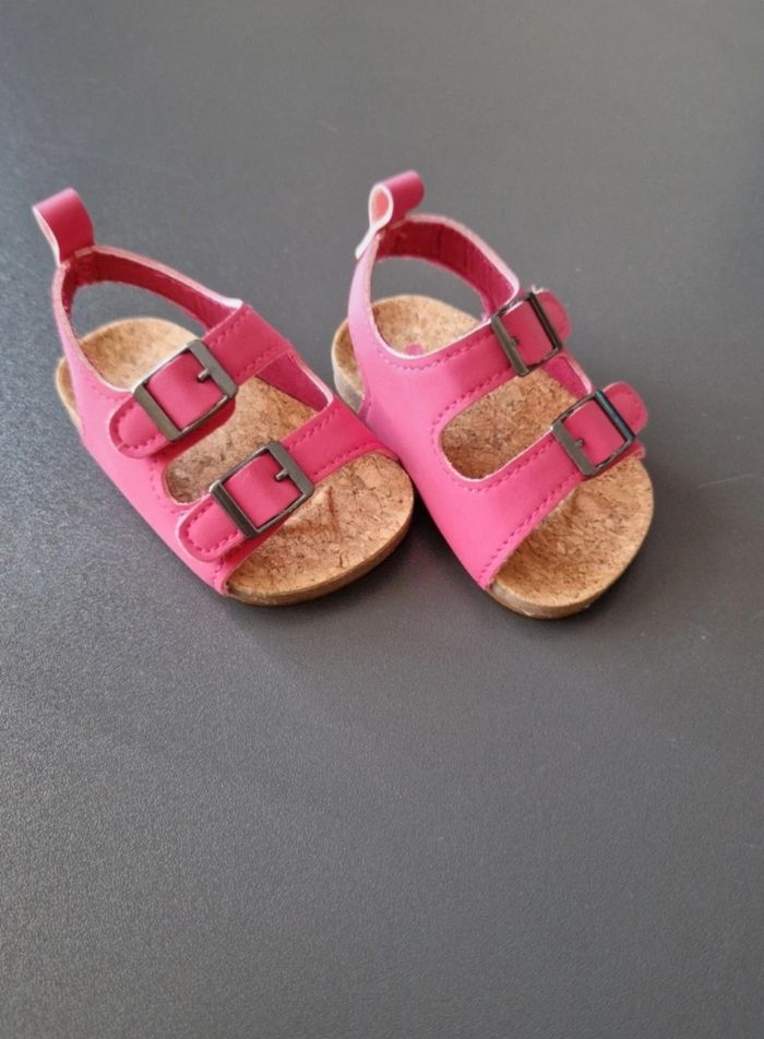 Sandales à scratch rose bébé - photo numéro 2