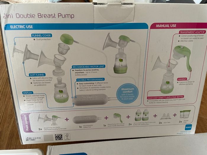 Double Tire lait électrique Mam + pompe manuelle - photo numéro 3