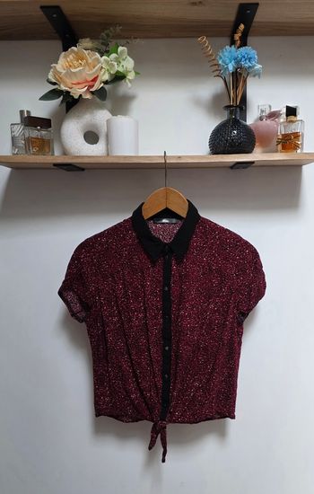 Mim Chemisier Court Nœud Imprimé Léopard Bordeaux Noir Taille L 40
