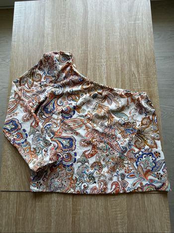 Top épaules dénudée orange blanc à motifs Shein taille 36 S