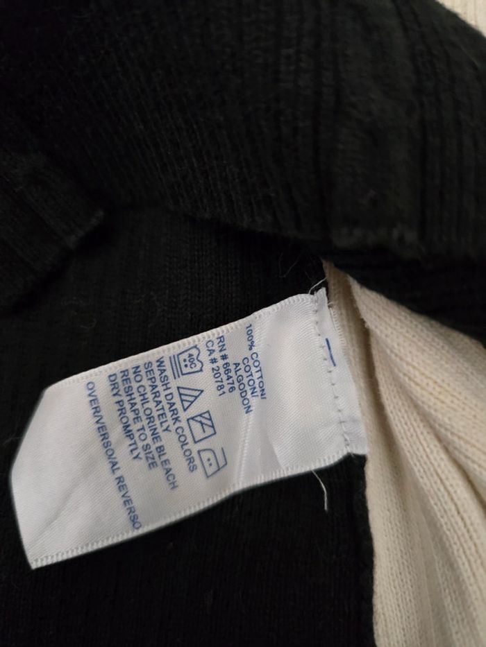 Pull Tommy Hilfiger col V noir et blanc rayé M / chic casual léger - photo numéro 5