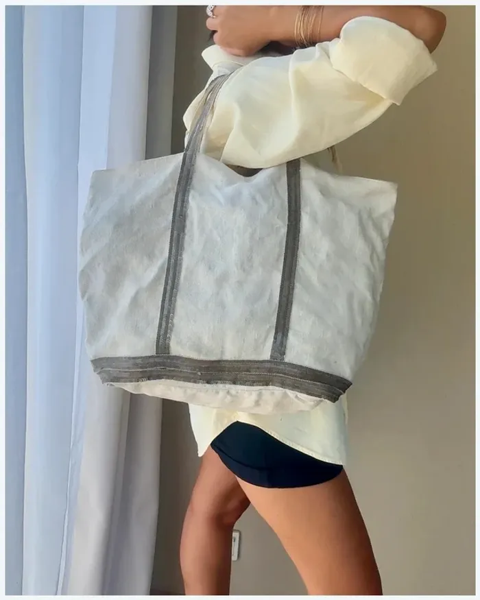 Sac cabas Vanessa Bruno lin blanc cassé bon état - photo numéro 3