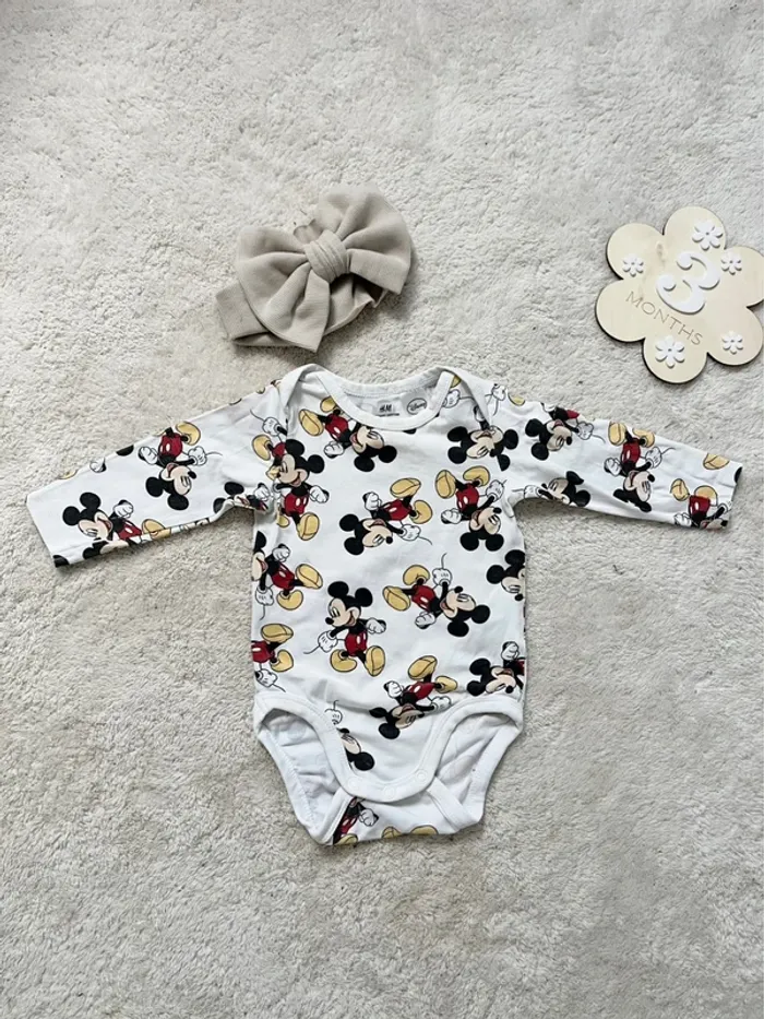 Lot 2 body Mickey 3 mois - photo numéro 2