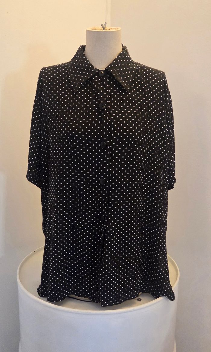 Chemise fluide Cache Cœur Paris 🖤 à pois blancs – chic & intemporelle – taille 38 à 42 – excellent état