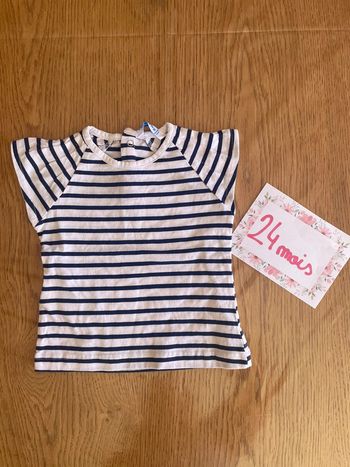 Tee shirt marinière à rayures bleues mayoral 24 mois