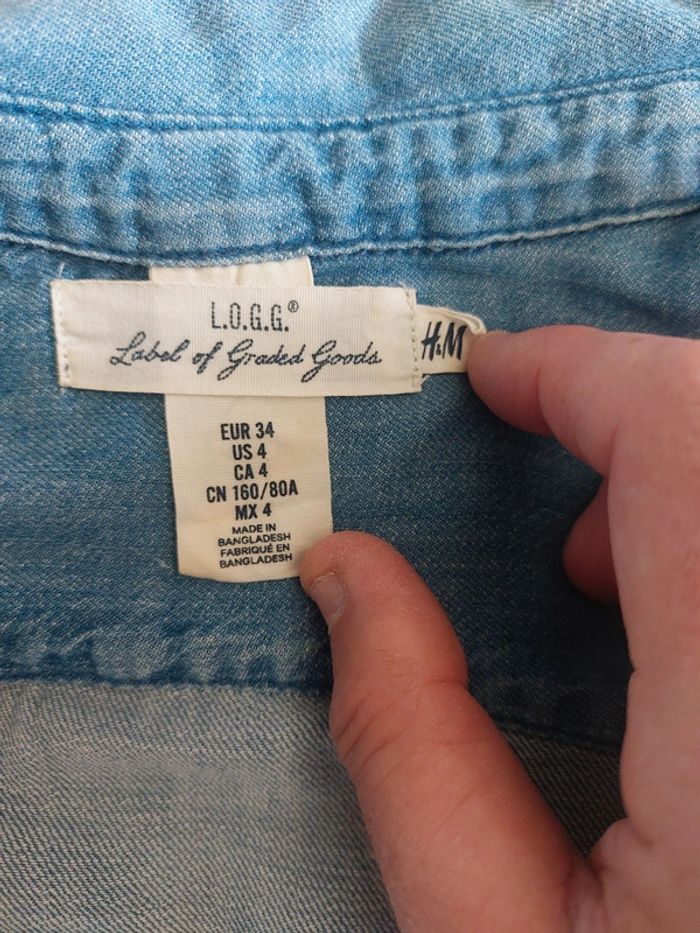 Chemise en jeans H&M taille 34 / XS - photo numéro 3