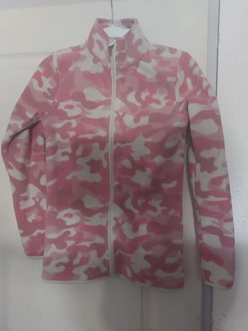 Veste polaire rose blanche 10-12 ans