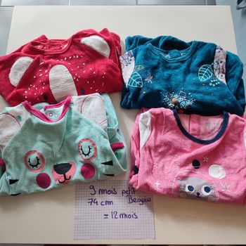 Lot pyjamas chaud 74cm