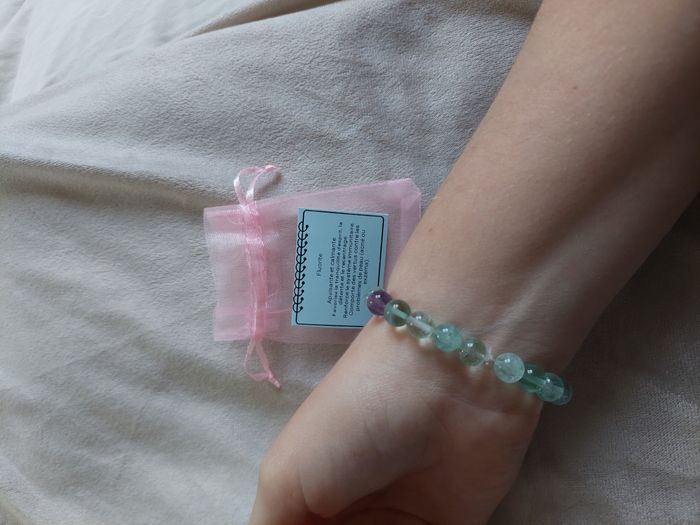 Bracelet en pierre naturelle – Fluorite - fait main - avec la carte de propriété, lithothérapie - photo numéro 7