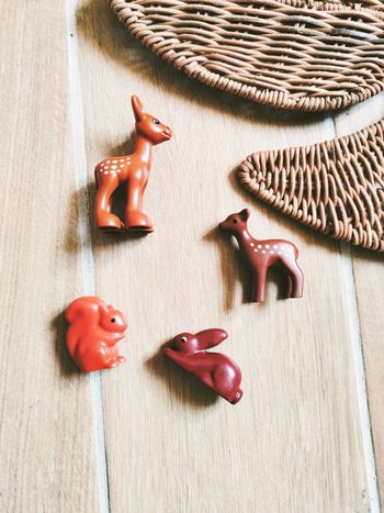 🐿️Playmobil 1 2 3 lot de figurines animaux de la forêt biches et écurueil