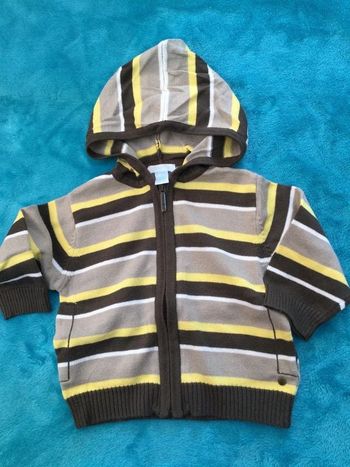 gilet fin à capuche obaibi 6 mois 100% coton neuf