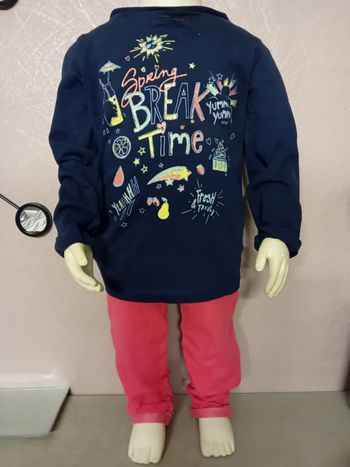 Haut longues manches Tex et pantalon rose 18 mois