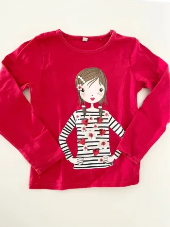 T-shirt rouge manches longues 5 ans