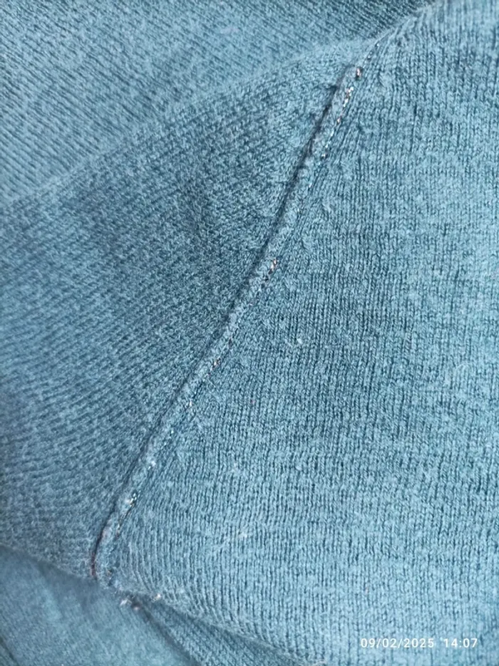 Pull fin col V bleu pétrole taille 34/xs - photo numéro 5