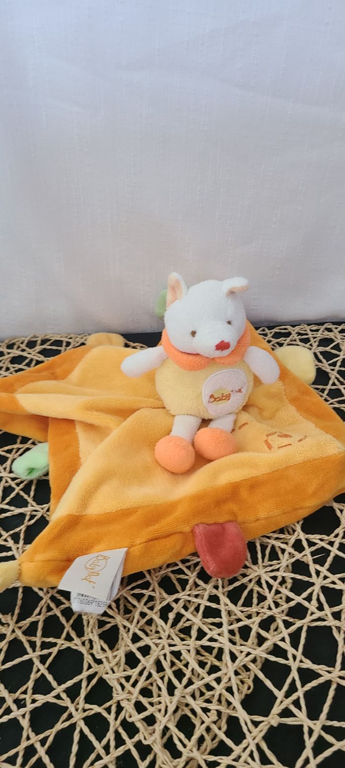 Doudou Chat orange Mouchoir couverture Baby Nat' Grelot - photo numéro 3