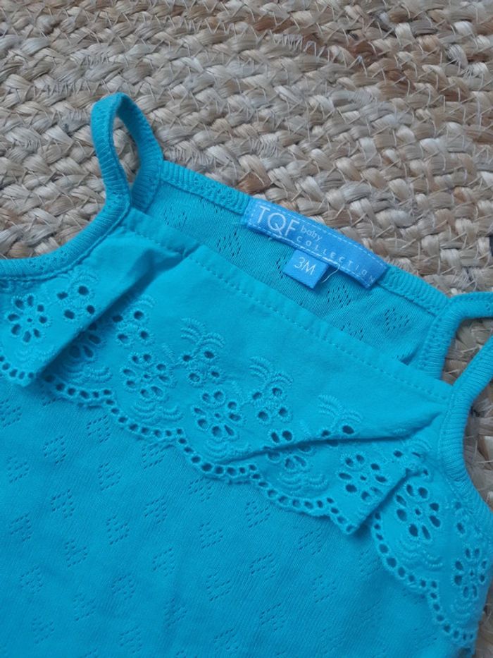 Barboteuse bleue à bretelles TQF 3 mois - photo numéro 2