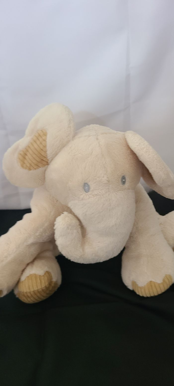Doudou éléphant blanc écru beige SOFT FRIENDS - photo numéro 3