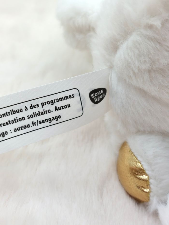 Peluche doudou chat blanc licorne Akiko 20 cm éditions Auzou 2022 bleu doré TTBE - photo numéro 7