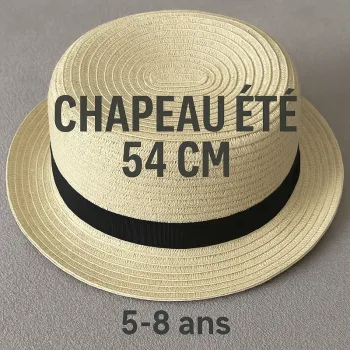 Chapeau paille enfant 54 cm (5-8 ans) Été stylé 🌞
