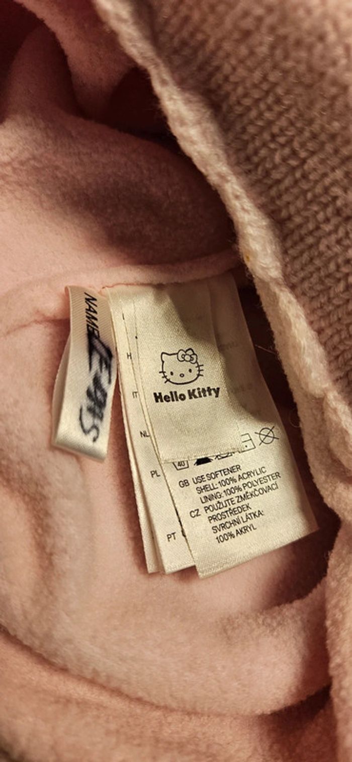 Bonnet doublé rose clair avec pompom Hello Kitty, de chez H&M, taille 12/18 mois, nickel - photo numéro 3