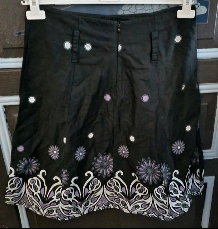Jupe noir avec motif pois et fleurs 40 - photo numéro 2