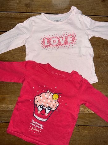 2 tshirts manches longues 12 mois