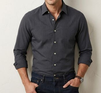 Chemise Brice noire à micro-rayures blanches - Coupe ajustée

