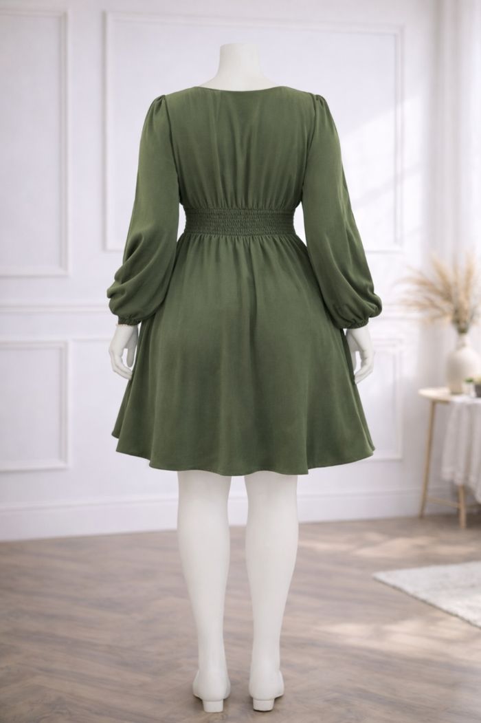 Robe patineuse manches longues ballons vert militaire Femme taille 54 marque Asos 💍 - photo numéro 6