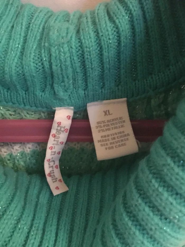 Robe Heart N Crush en maille verte / turquoise à rayures 8/10 ans - photo numéro 3