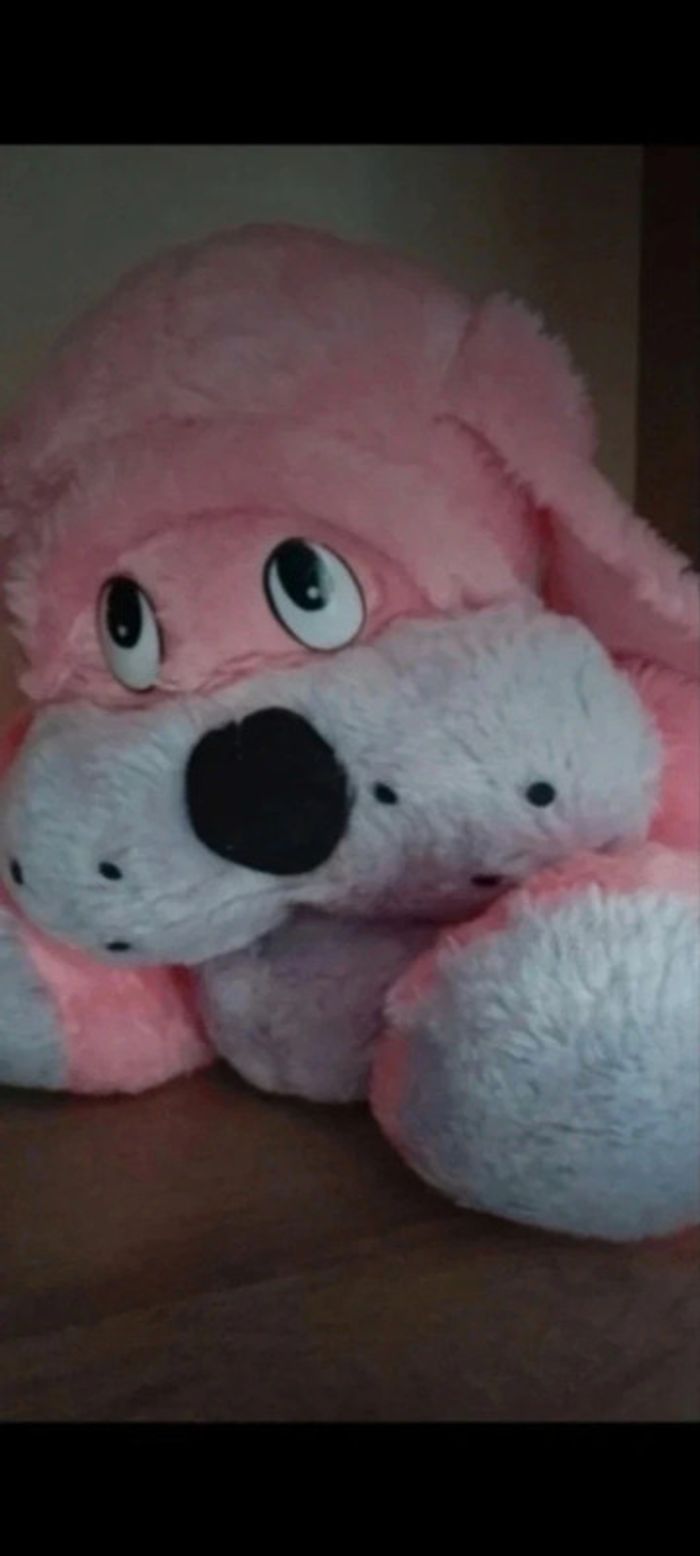 Grand doudou peluche toit mimi violet rose - photo numéro 3