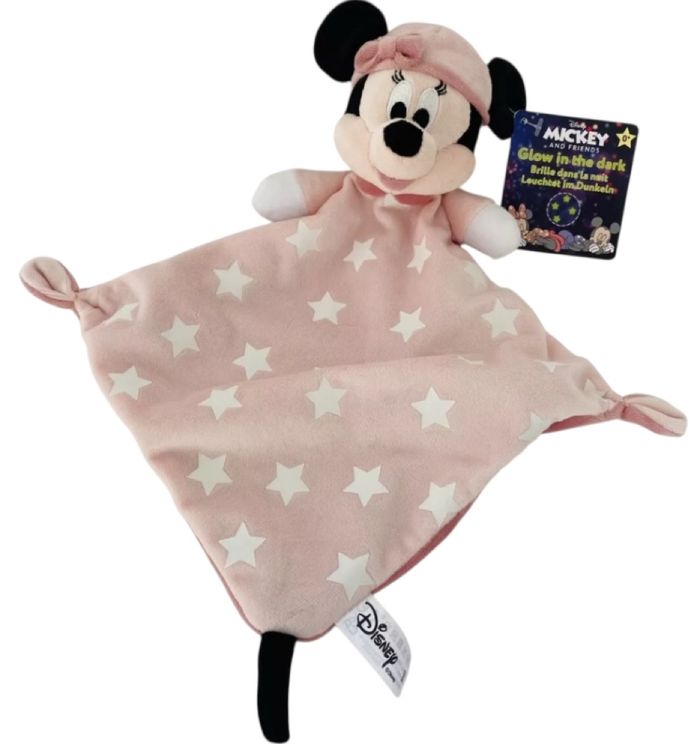 ❤️B4039 Doudou Plat Mouchoir Minnie Mouse Rose Étoile Disney Simba Toys Nicotoy
