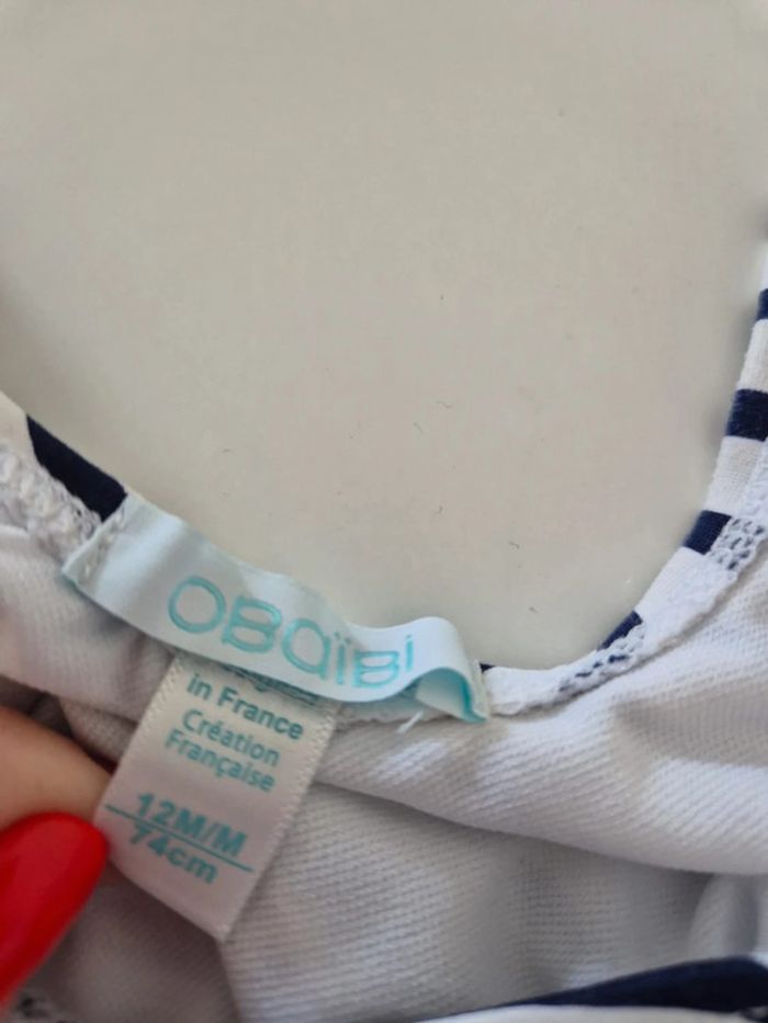 Maillot de bain obaibi 1 pièce 9 12 mois 74cm mariniere marin - photo numéro 4