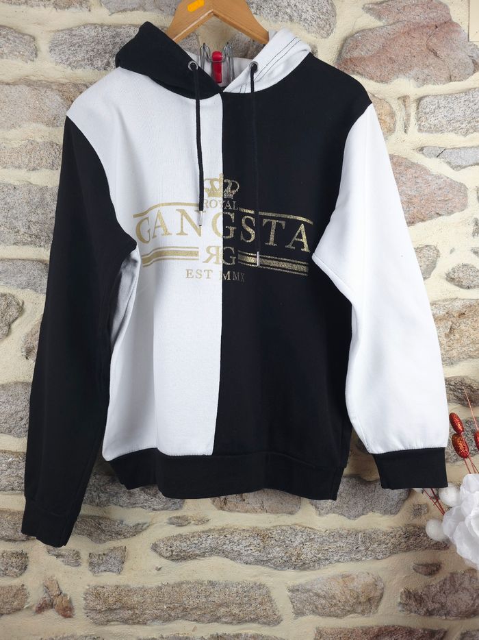 Sweat à capuche bicolore noir et blanc Homme/ Ado taille M marque Brave Soul 🎸 - photo numéro 7