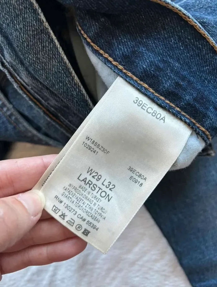 Jean Wrangler Larston bleu foncé délavé coupe slim tapered homme taille W28 38 M L32 - photo numéro 9