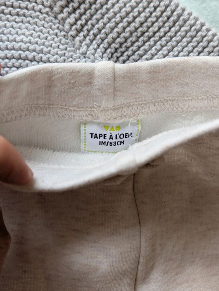Lot Bébé 3 Pièces : Gilet Maille TAO, Body Croisé & Pantalon, Taille 1 Mois - photo numéro 4