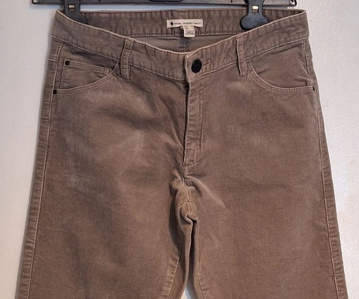 Pantalon en velours couleur unie beige/gris - photo numéro 2