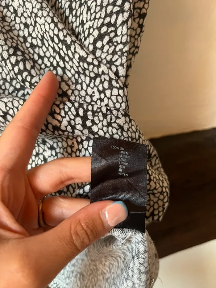Top IKKS 100% lin noir et blanc – T.40 - photo numéro 6