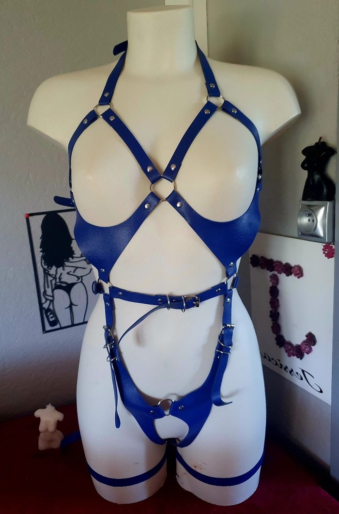 Ceinture de corps corset bleue festival bondage bdsm costume - photo numéro 2