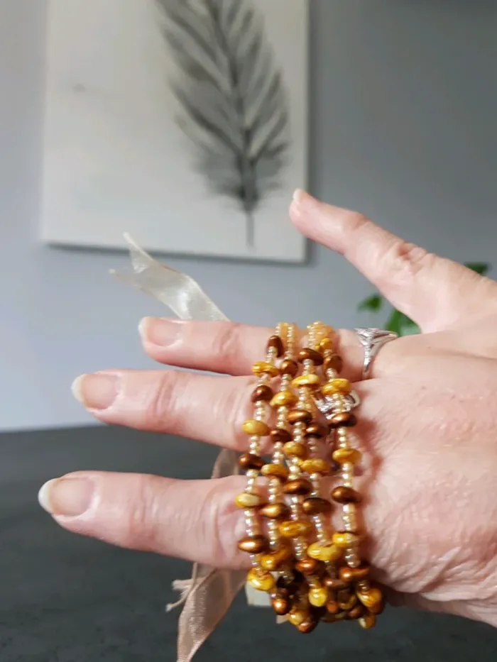 Bracelet perles marron - photo numéro 3