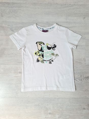 Tee-shirt manches courtes blanc motif tropical Rio avec perroquet taille 6 ans Sergent Major
