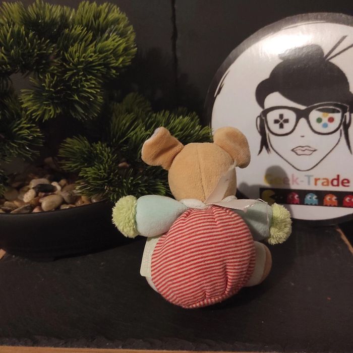 Doudou Kaloo Souris Spiral Rayé Vert Rouge Blanc Bliss Boule Peluche Marron #geektradedoudou - photo numéro 2