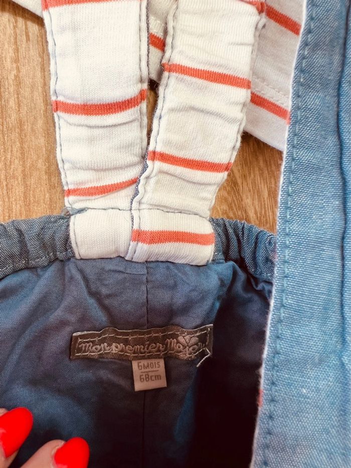 Taille 6 mois ensemble 2 pièces d’été garçon Sergent major blanc corail et bleu * lapin * 💙 - photo numéro 4